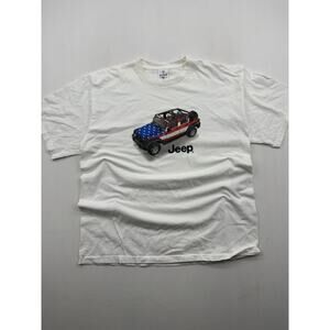 Vintage 90’s Jeep Wrangler White USA Flag Promotional Graphic T-shirt Xl